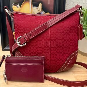 NWOT (Never Used) COACH Vintage Mini “C” Jacquard/Leather Bag & Keychain Wallet